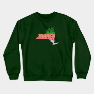 Trout Fishing Rainbow Trout Pattern New York State Map Crewneck Sweatshirt